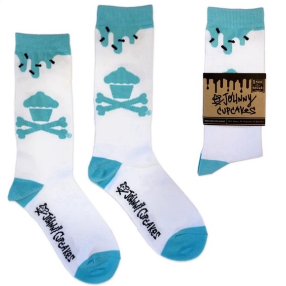 Johnny Cupcakes Other - Johnny Cupcakes Men’s Socks White‎ Aqua Frosting Drip OS Unisex